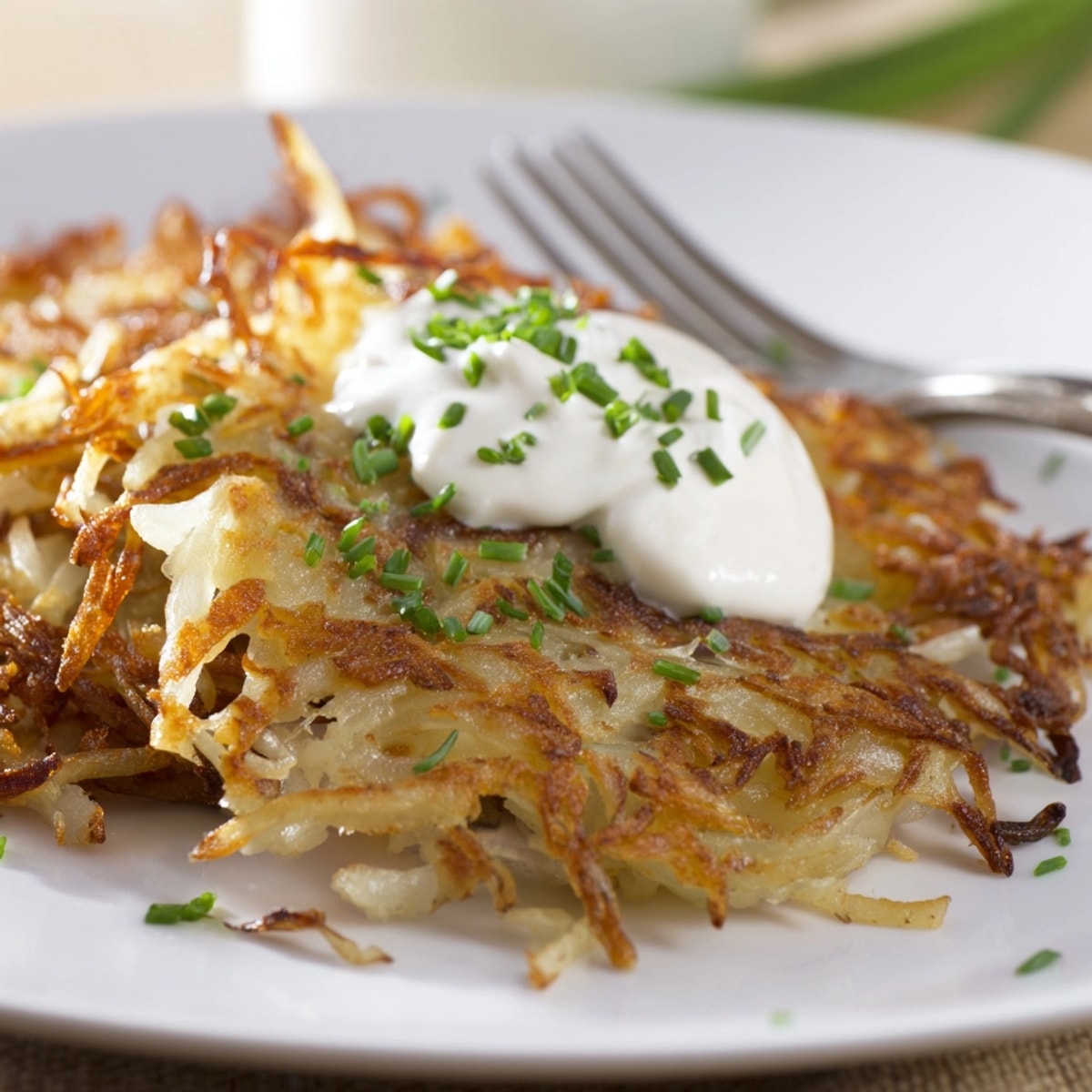 Genieße diese einfachen Kartoffelpuffer als Beilage oder als Teil eines köstlichen und sättigenden Brunchs.