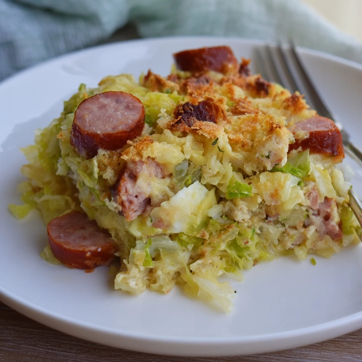 Geschmorte Kohlwurst Auflauf