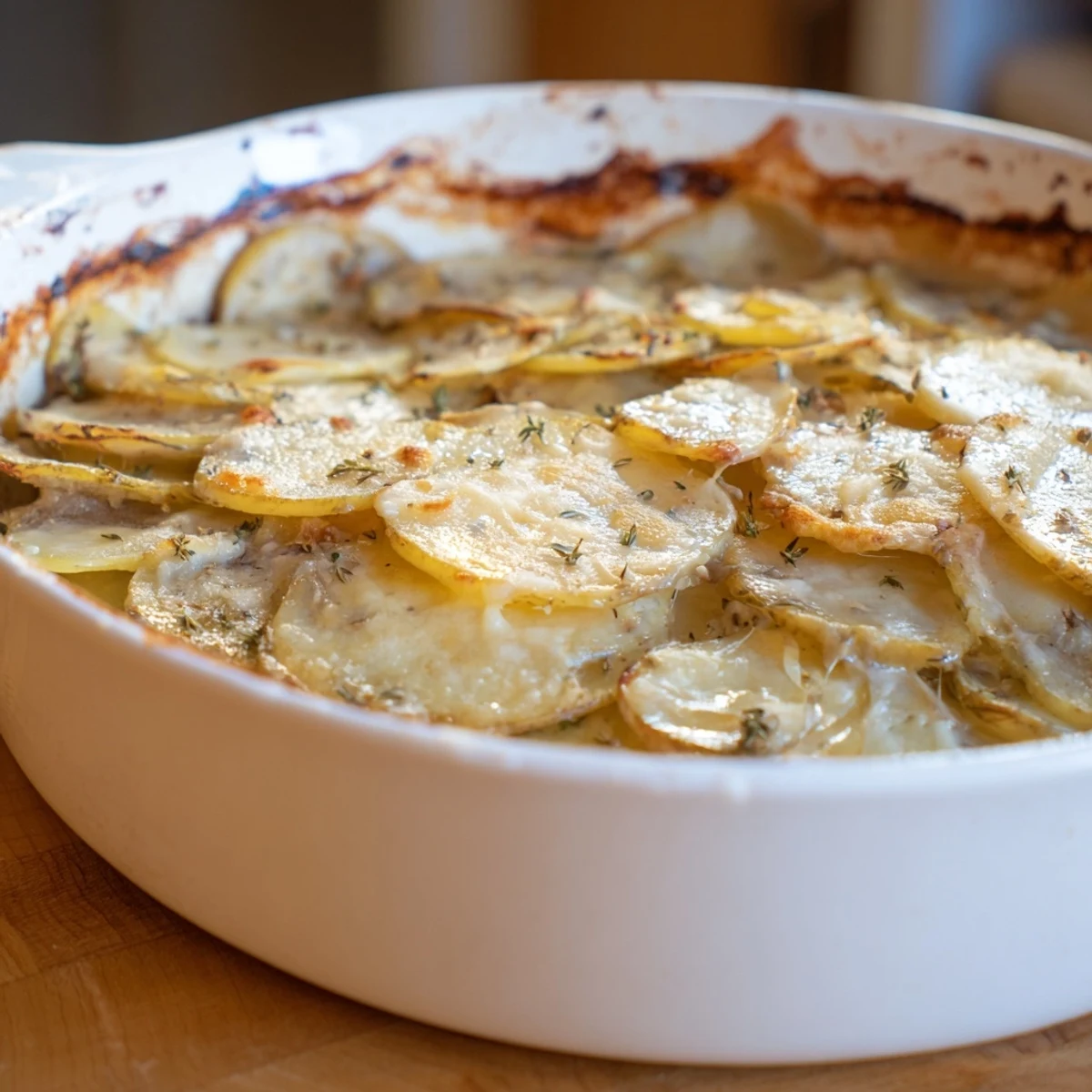 Zarte Potatoes und aromatischer Gruyère-Käse in reichhaltiger, cremiger Sauce gebacken.