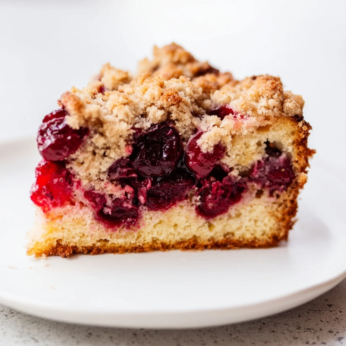 Freshly baked German Cherry Coffee Cake, perfect with a warm cup of coffee on a cozy afternoon.
