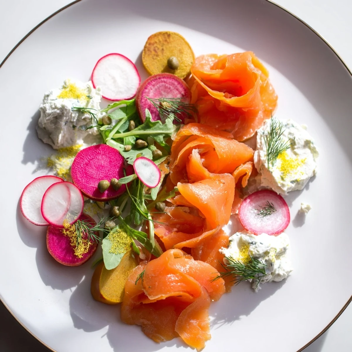 A beautifully arranged Winter Harvest Smoked Salmon Board, perfect for holiday entertaining with festive garnishes.