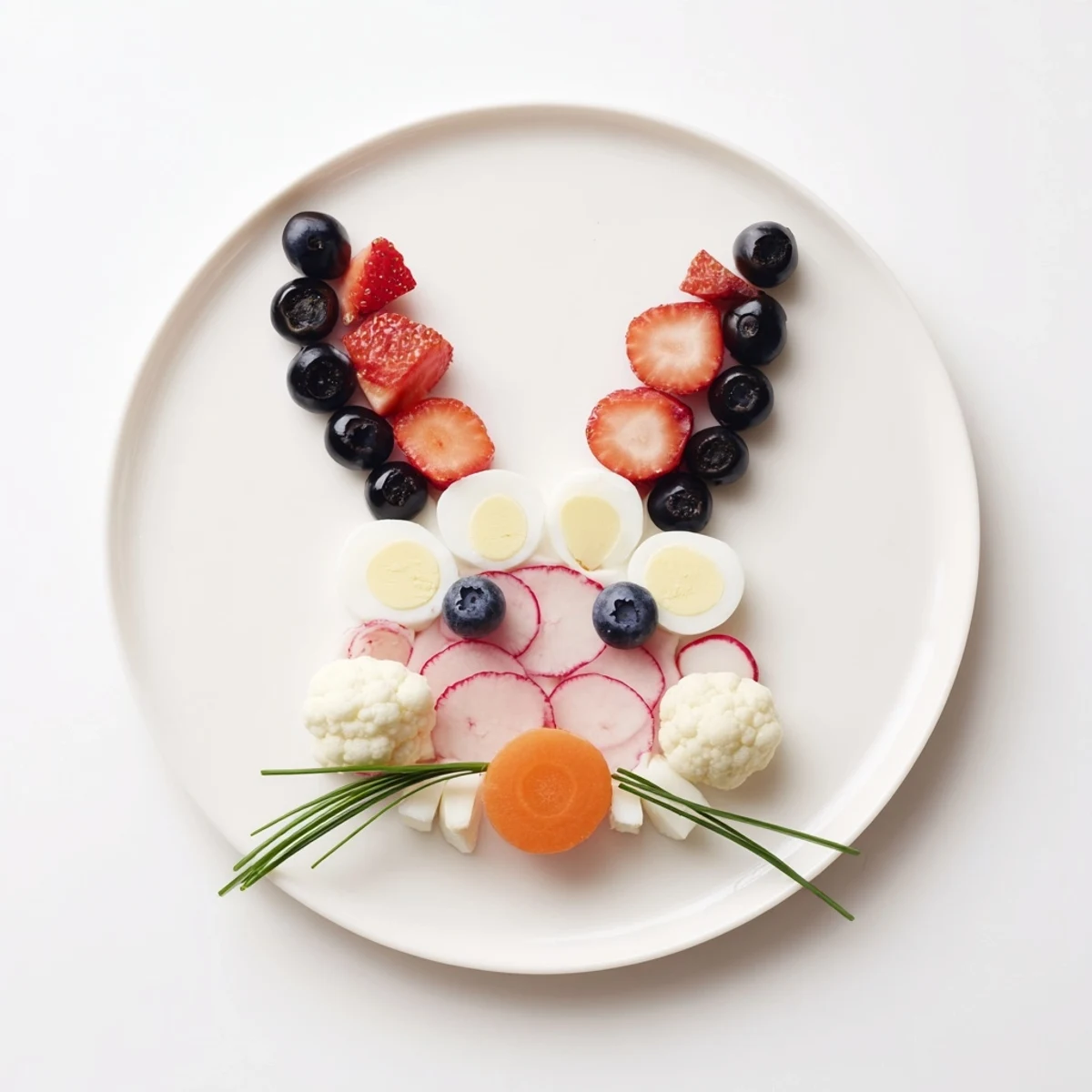 This fun Bunny Silhouette recipe features a whimsical arrangement of fresh fruits, cheeses, and veggies.