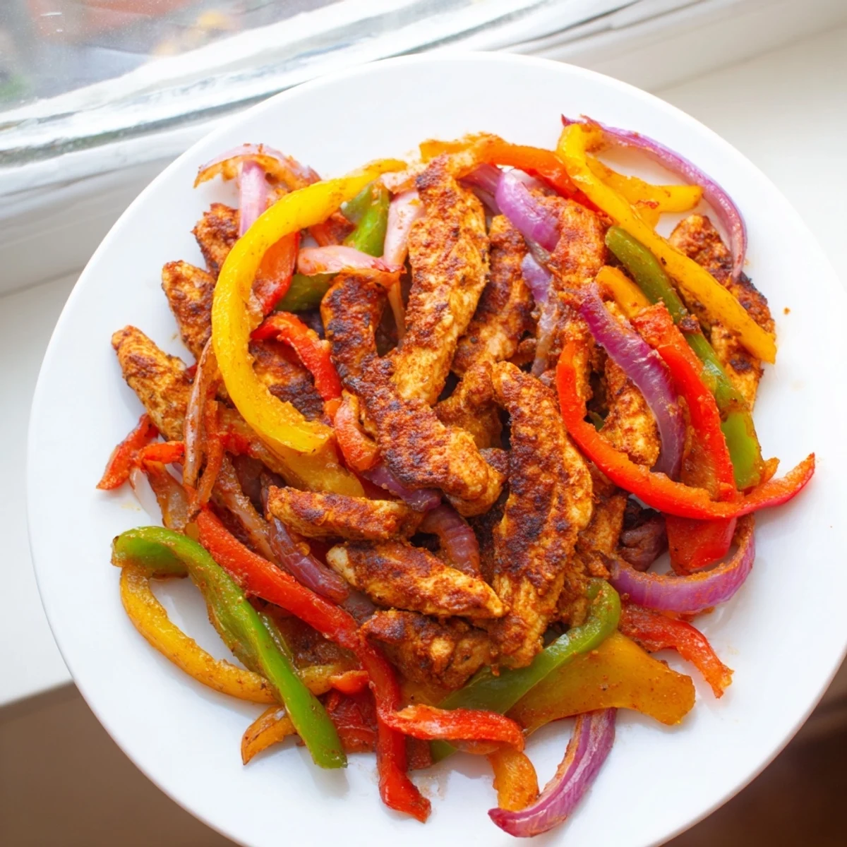 Here are three SEO-optimized ALT texts for the Sheet-Pan Chicken Fajitas photo: