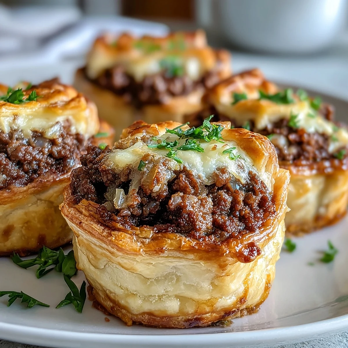 Mini Beef Tourtières: tender spiced beef in flaky pastry, perfectly golden brown.