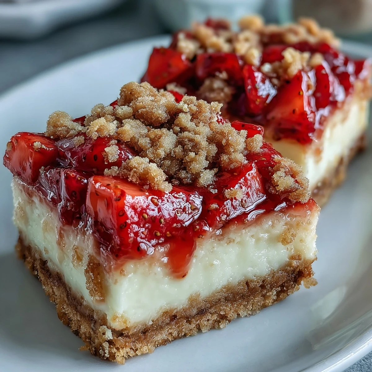 Erfrischende Strawberry Cheesecake Bars, perfekt für jede besondere Dessert-Gelegenheit.