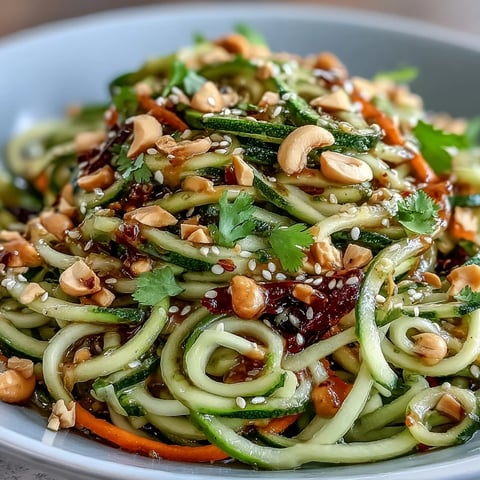 Rohes Gemüse-Nudel-Salat mit Sesam-Ingwer-Dressing, farbenfroh und frisch angerichtet.