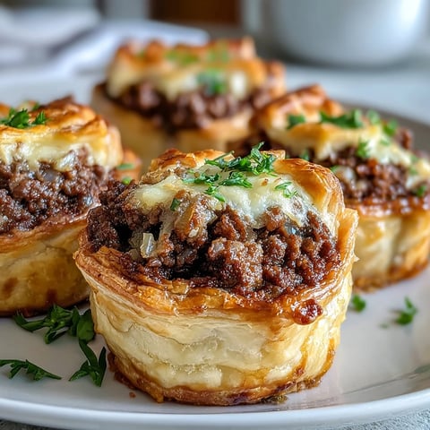 Mini Beef Tourtières: tender spiced beef in flaky pastry, perfectly golden brown.
