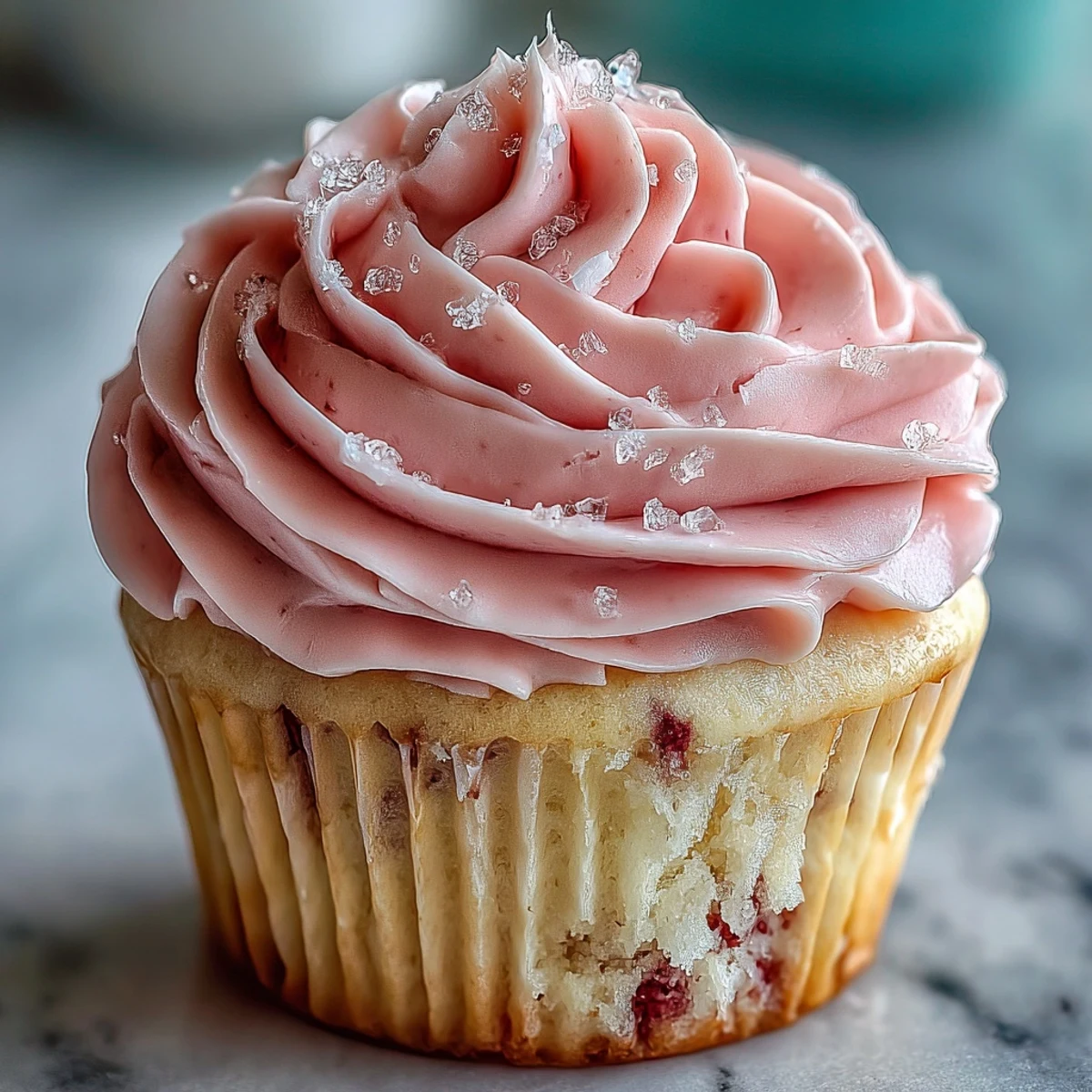 Fluffy Pink Velvet Cupcakes with swirls of vanilla buttercream, sprinkles on top, ready to serve at a party.