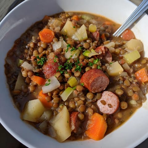 German Lentil Stew Wurst Gemüse