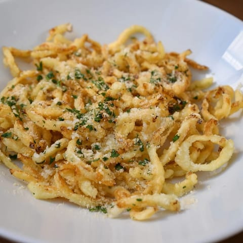 Hot and savory Simple Air Fryer German Spätzle: a comforting, quick vegetarian side ready.