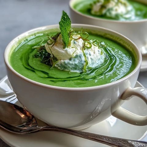 Frühlings-Erbsensuppe mit Ricotta und Minzöl