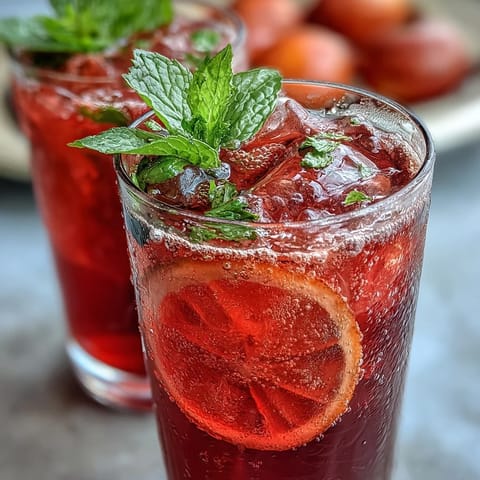 Hibiskus-Minze Zitronenlimonade
