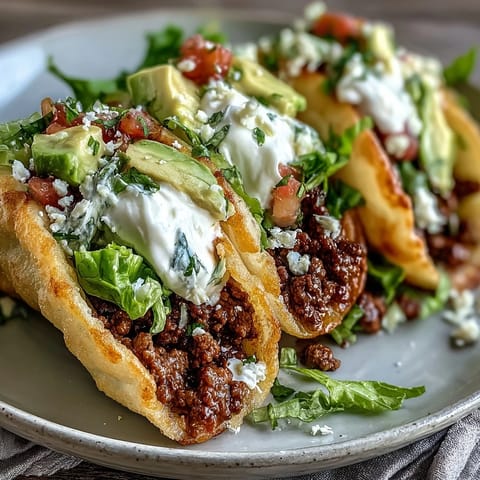 Fluffige Cloud Bread Tacos mit würzigem Taco-Fleisch und frischer Pico de Gallo, serviert auf einem Holzbrett für einen glutenfreien Genuss.