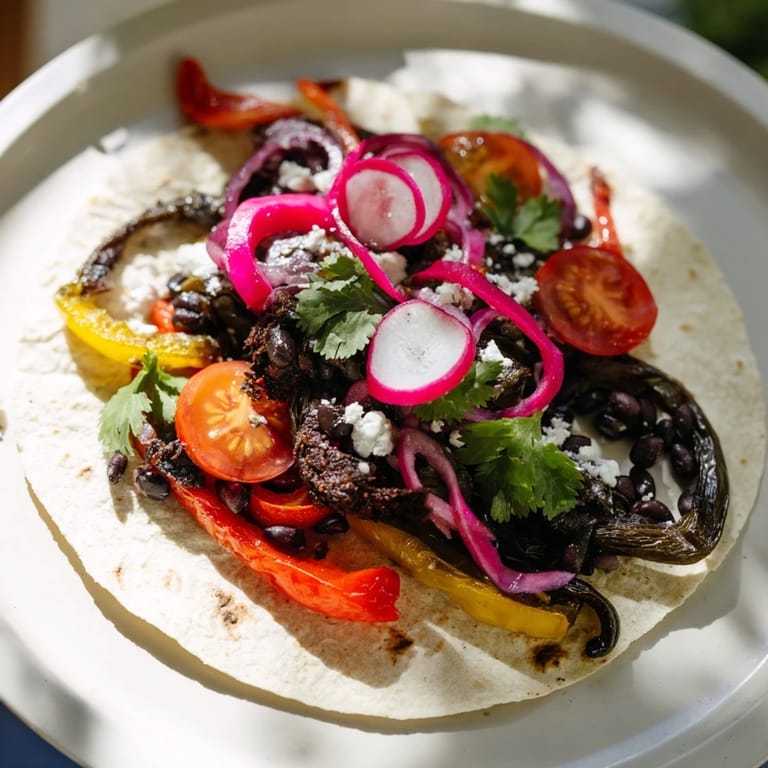 A colorful Desert Bloom Cactus Taco Board with nopales, inviting everyone to build their tacos.