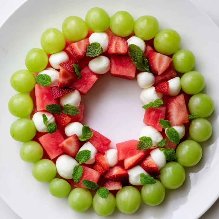 Colorful Summer Watermelon Slice platter featuring fresh watermelon, cheese, and a green grape rind.