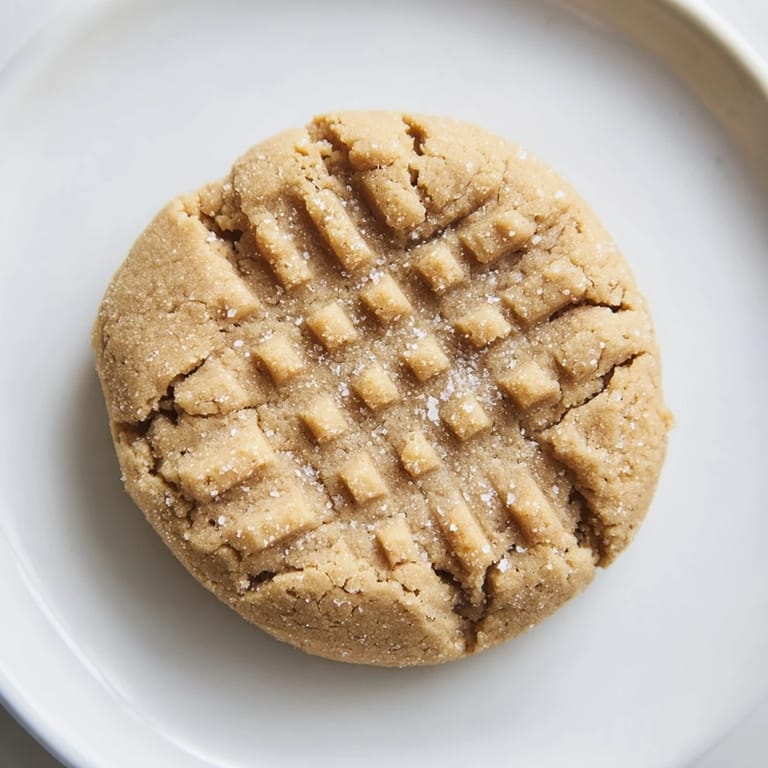 Warm, just-baked flourless peanut butter cookies, with a perfect crisscross pattern, ready to enjoy.