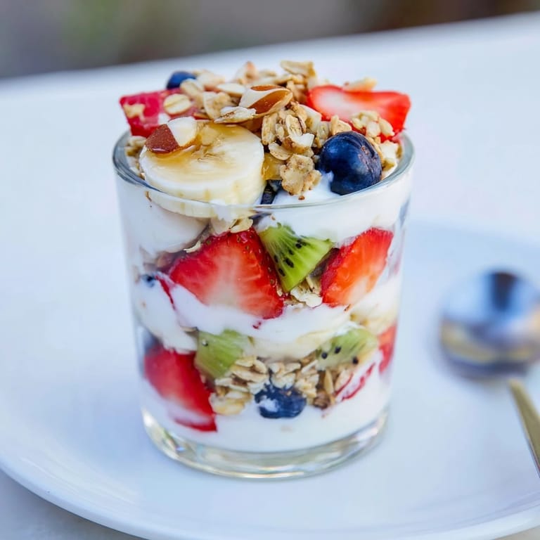 Enjoy a healthy Layered Yogurt Fruit Parfait with creamy yogurt and fresh, juicy fruit.