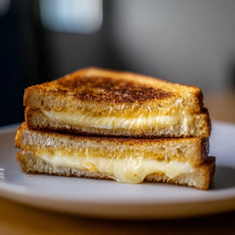 Golden-brown mayo grilled cheese, perfectly browned crust and cheese pull, ready to eat with tomato soup.