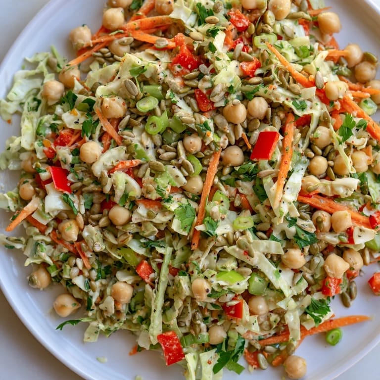 This vegan fiber-forward chickpea salad features a tasty combination of textures and flavors for a light meal.