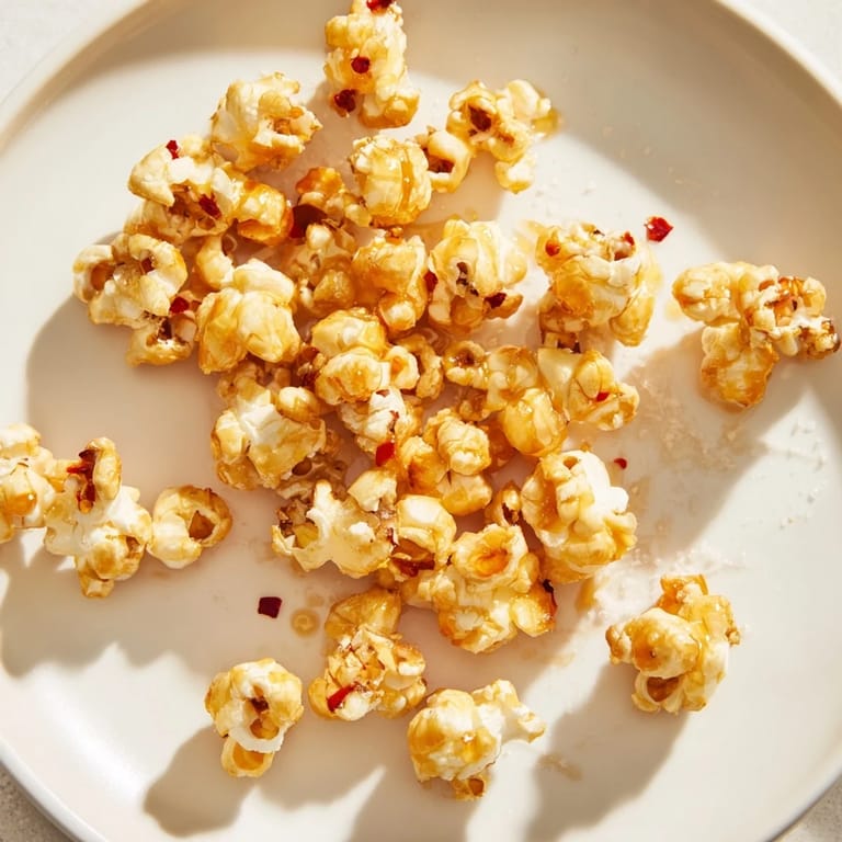 A close-up of buttery, glistening Hot Honey Butter Popcorn, savory and sweet, ready to enjoy.