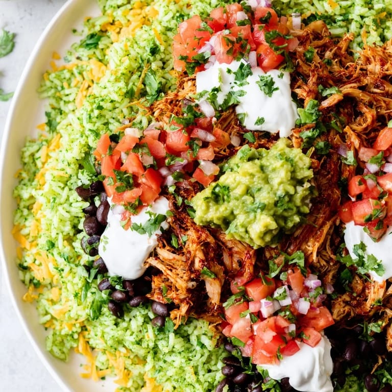 This photo features a colorful Chipotle Burrito Bowl copycat with tender carnitas, perfect for dinner.