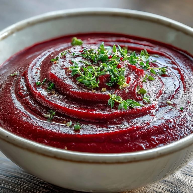 Crisp-tender carrots and onion form the base of Roasted Beet Soup, simmered in vegetable broth for an earthy flavor.