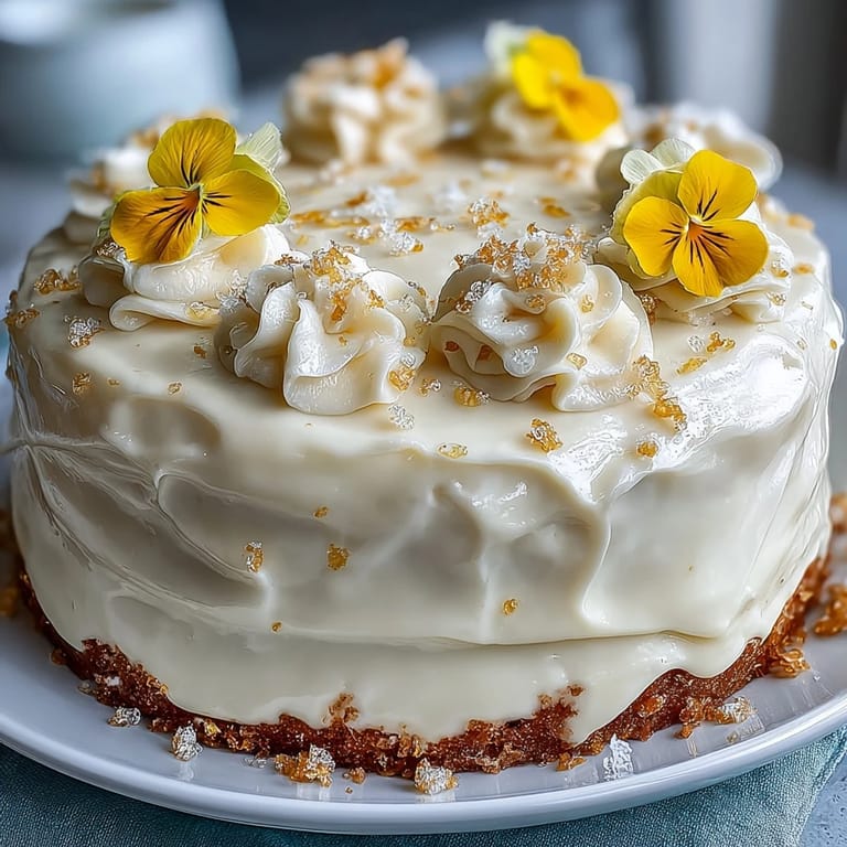 Strahlender Zitronenkuchen für Baby Shower, mit cremiger Zitronen-Frischkäse-Frosting und hübschen Blumen verziert.