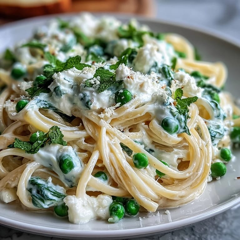 Genießen Sie dieses cremige Zitronen-Ricotta-Pasta-Rezept mit süßen Erbsen und Minze.