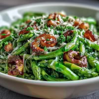 Frische, bunter Frühlingssalat mit zartem Spargelsalat, süßen Erbsen und zitronigem Dressing.