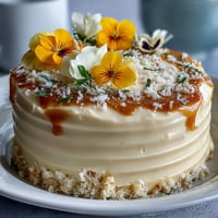 Zitroniger Baby Shower Kuchen mit floraler Dekoration, perfekt für festliche Anlässe mit frischen essbaren Blüten.